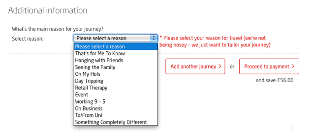 Virgin trains screenshot